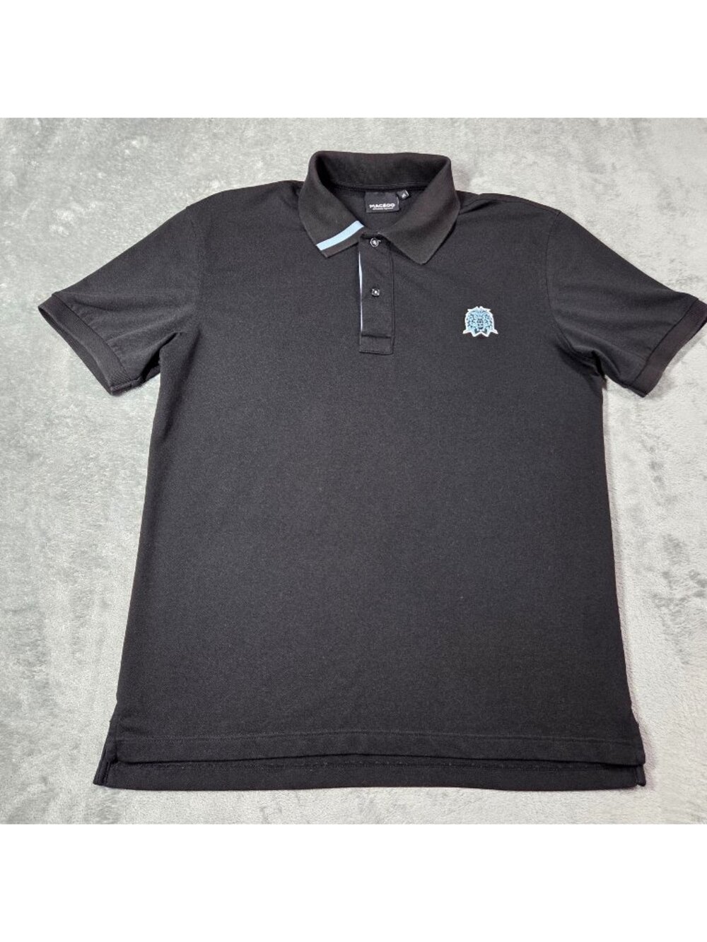 Maceoo Short Mens 4 Large Black Polo Blue Tipped Mozart Lion Embroidery